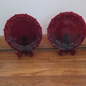 Avon Cape Cod Collection Decorative Dessert Plates - Deep Red